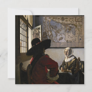Carte De Remerciements Johannes Vermeer - Officier avec une jeune fille r