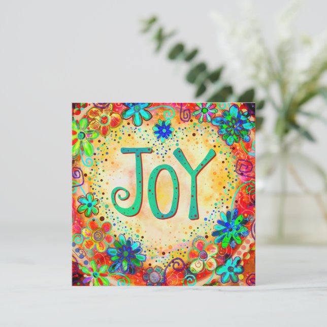 Carte De Remerciements Joie Amusante Joie Florale joyeuse Encouragement P (Debout devant)