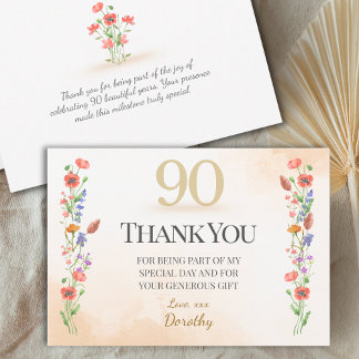 Carte De Remerciements Joli 90e Anniversaire – Conception de Fleur Sauvag