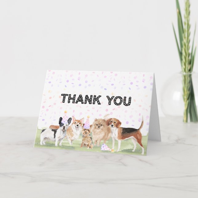 Carte De Remerciements Joli animal de compagnie personnalisé Pawty Rose C (Devant)