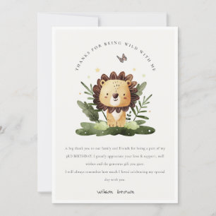 Carte De Remerciements Joli Animal Sauvage de la Jungle Tropicale Lion An