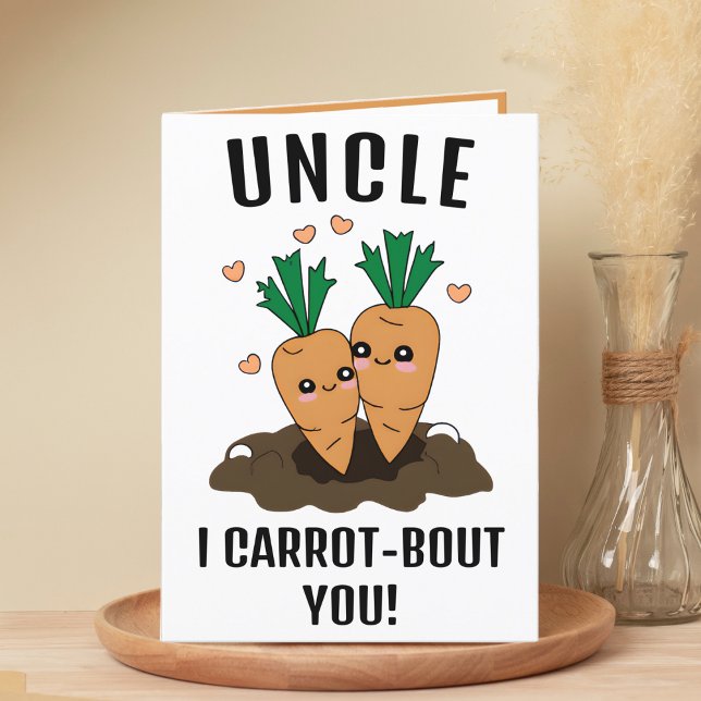 Carte De Remerciements Joli Anniversaire à l'oncle de carotte drôle (cute funny carrot birthday card for uncle)