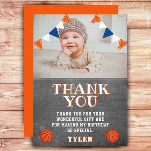 Carte De Remerciements Joli Anniversaire Photo Basketball Tableau Noir