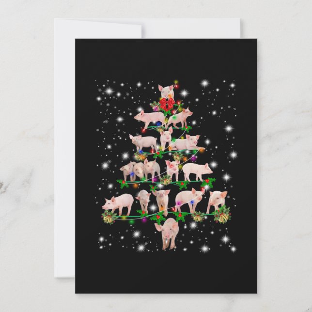 Carte De Remerciements Joli Arbre De Noël De Cochon Couvert De Flamme De  (Devant)
