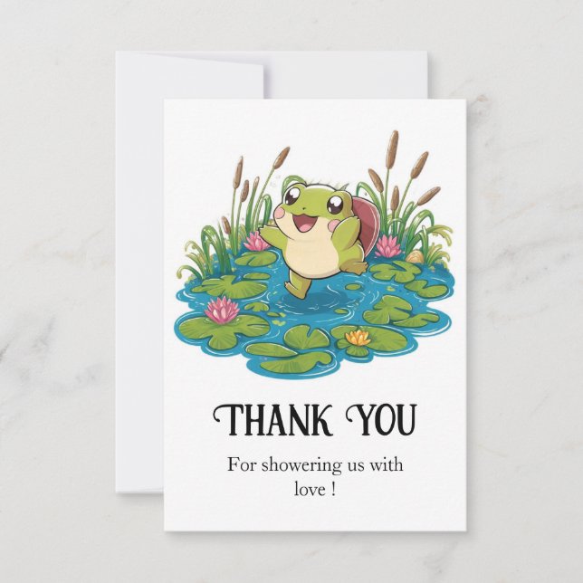 Carte De Remerciements Joli Baby shower de grenouille (Devant)