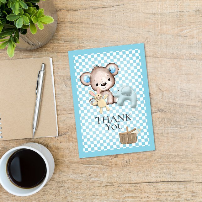 Carte De Remerciements Joli Baby shower de pique-nique Teddy Bear Brown (Créateur téléchargé)
