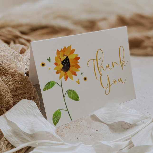 Carte De Remerciements Joli Baby shower de tournesol ou anniversaire (Créateur téléchargé)