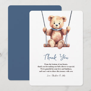 Carte De Remerciements Joli Baby shower Garçon Teddy Bear