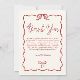 Carte De Remerciements Joli Baby shower rouge Vintage