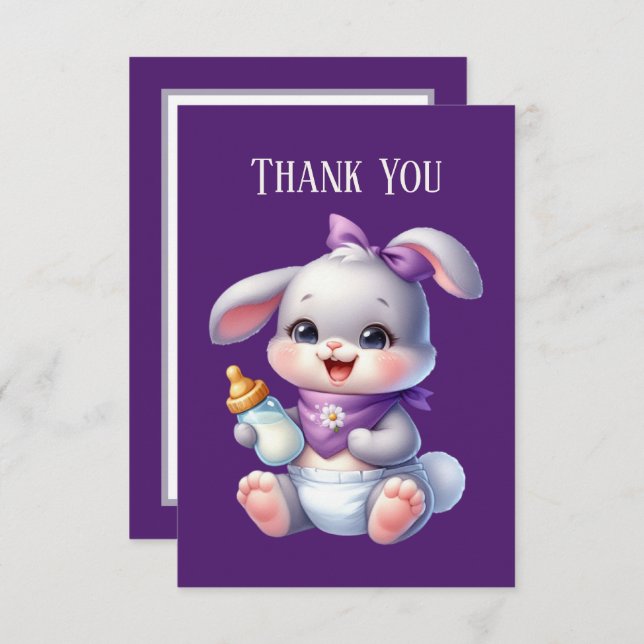 Carte De Remerciements Joli bébé lapin ajouter un message (Devant / Derrière)