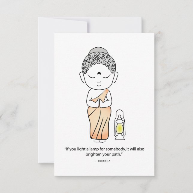 Carte De Remerciements Joli Bouddha Avec Lampe (Devant)