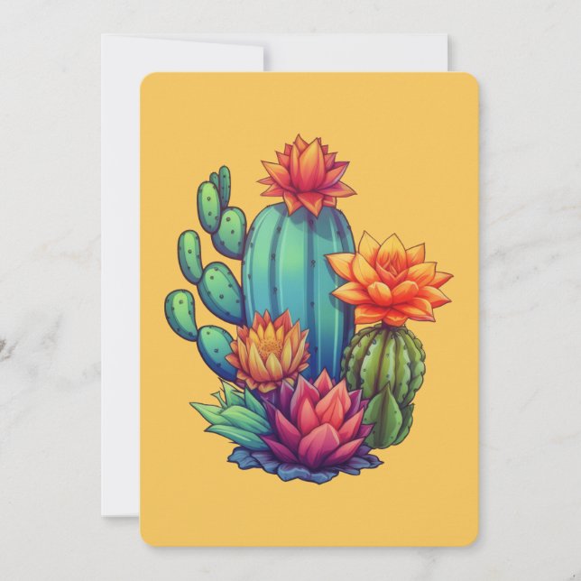 Carte De Remerciements Joli cactus en fleurs (Devant)