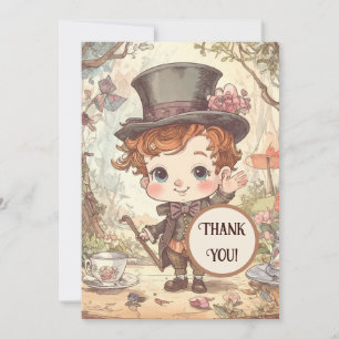 Carte De Remerciements Joli Chapelier Fou Artistique Bois Fantaisiste Mer