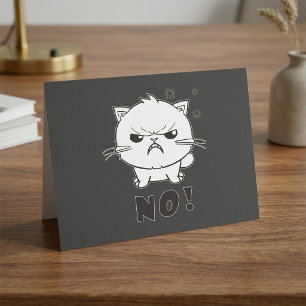 Carte De Remerciements Joli chat en colère qui crache Non.