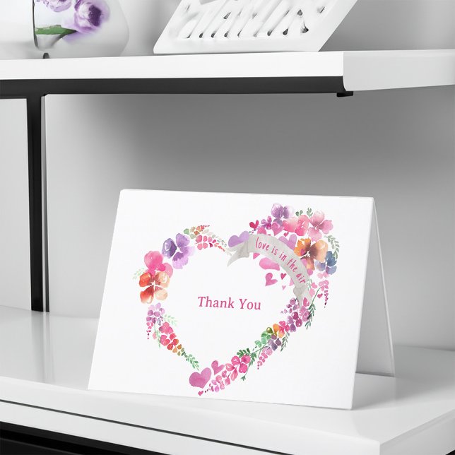 Carte De Remerciements Joli cœur floral (Uber Pretty Floral Heart Thank You Card)