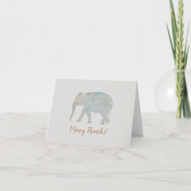 Carte De Remerciements Joli éléphant Boho (Devant)