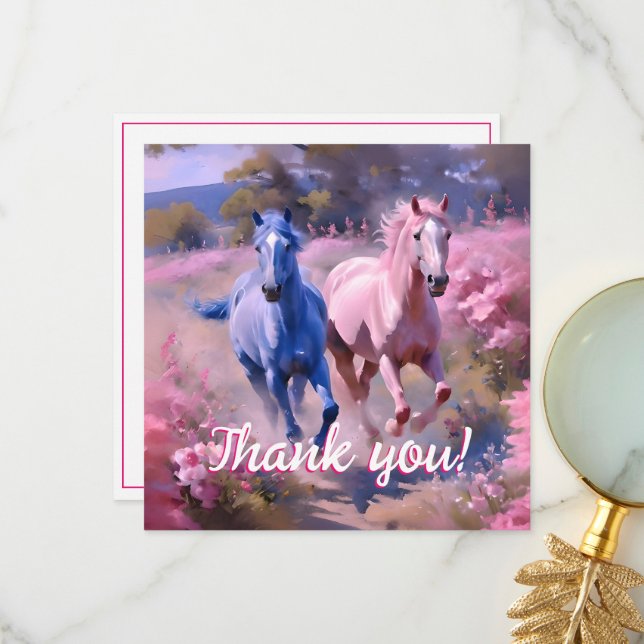 Carte De Remerciements Joli Filly Ou Colt (Devant/Arrière en situation)