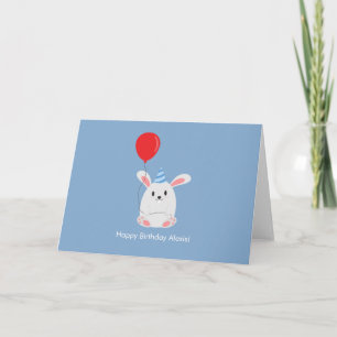 Carte De Remerciements Joli lapin avec ballons Anniversaire