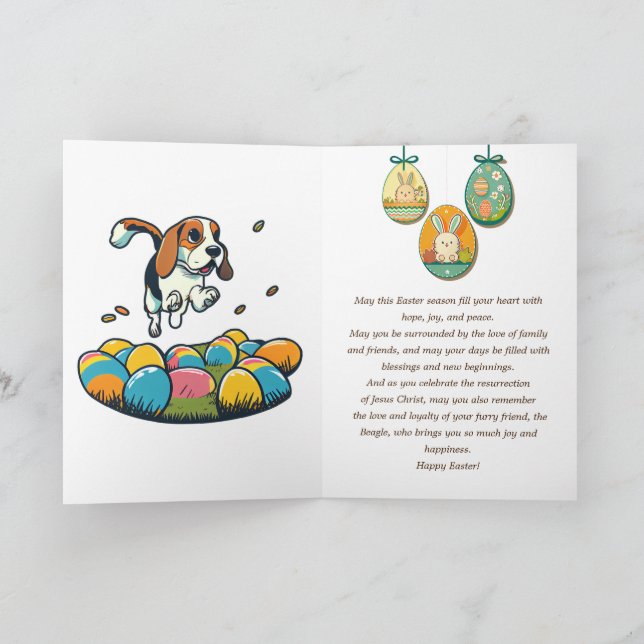 Carte De Remerciements Joli Lapin Beagle de Pâques (Intérieur)