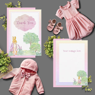 Carte De Remerciements Joli lapin lapin Baby shower rose