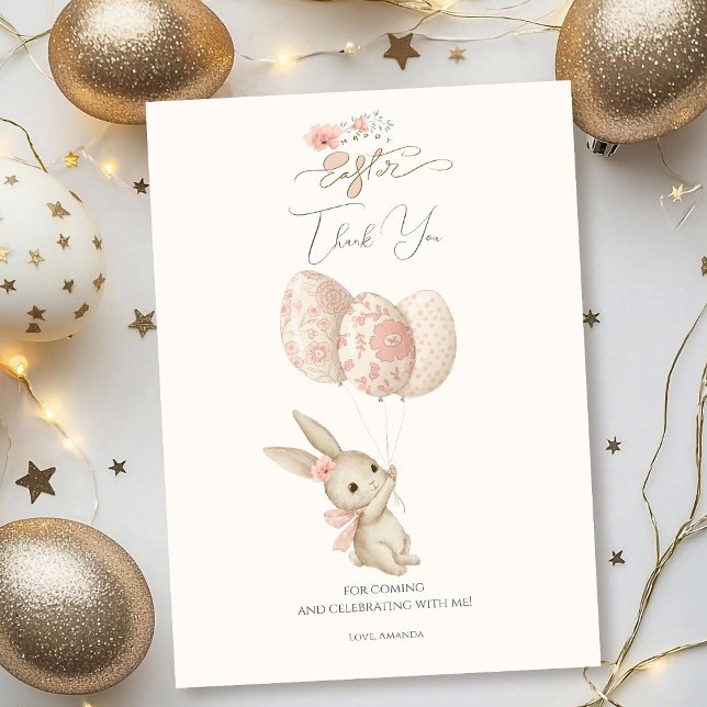 Carte De Remerciements Joli lapin rose pâle Pâques (Créateur téléchargé)