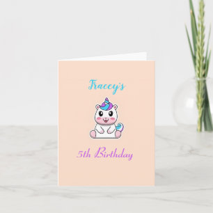 Carte De Remerciements Joli licorne blanc rose
