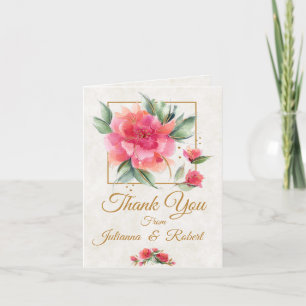 Carte De Remerciements Joli mariage Rose à budget jardin