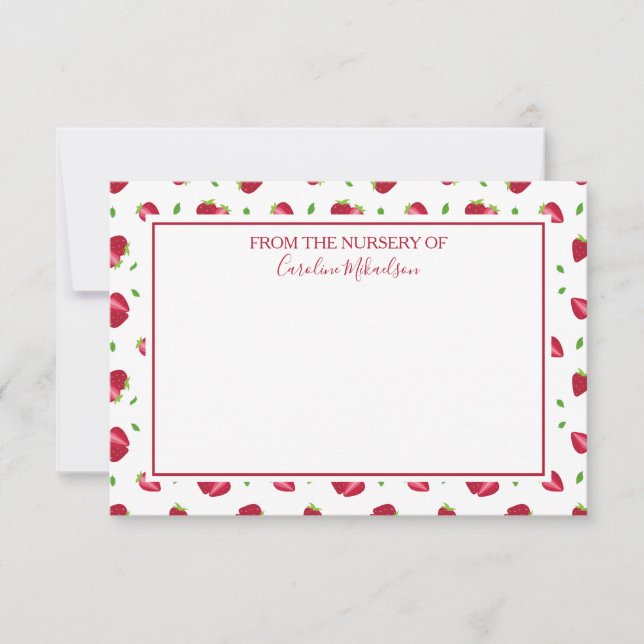 Carte De Remerciements Joli motif de fraise (Devant)