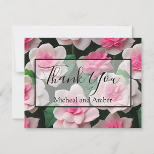 Carte De Remerciements Joli motif fleuri rose boho