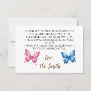 Carte De Remerciements joli papillon Genre Revela Party jardin