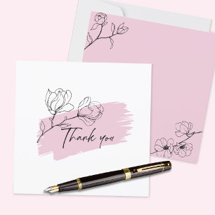 Carte De Remerciements Joli Pastel Rose Magnolia Appartement