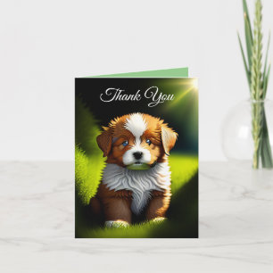 Carte De Remerciements Joli petit chiot Brown et blanc