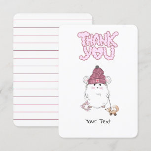 Carte De Remerciements Joli petit hamster personnalisé rose