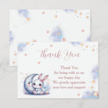 Joli petit lapin blanc et lune argentée croissante