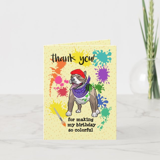 Carte De Remerciements Joli Pitbull Chien Amusant Art Anniversaire (Devant)