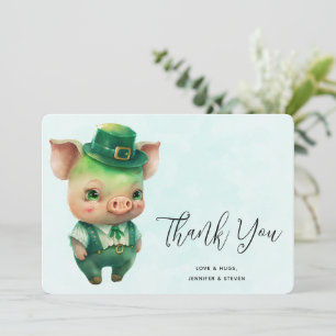 Carte De Remerciements Joli porc vert Fairytale dans une jolie beauté
