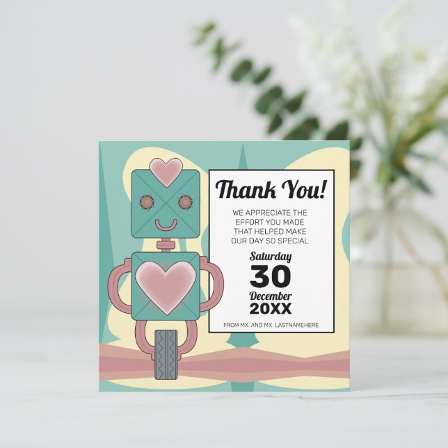 Carte De Remerciements Joli robot moderne du milieu du siècle pour le pre (Debout devant)