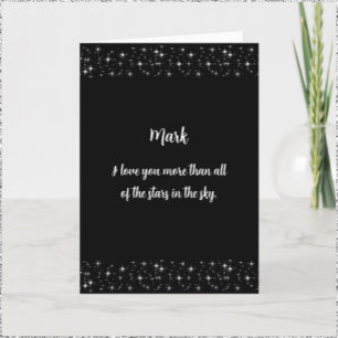 Carte De Remerciements Joli Starry Blanc & Noir Je t'aime