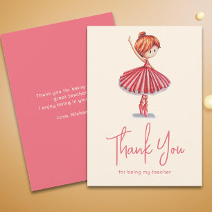 Carte De Remerciements Joli tutu rose professeur de danse de ballet