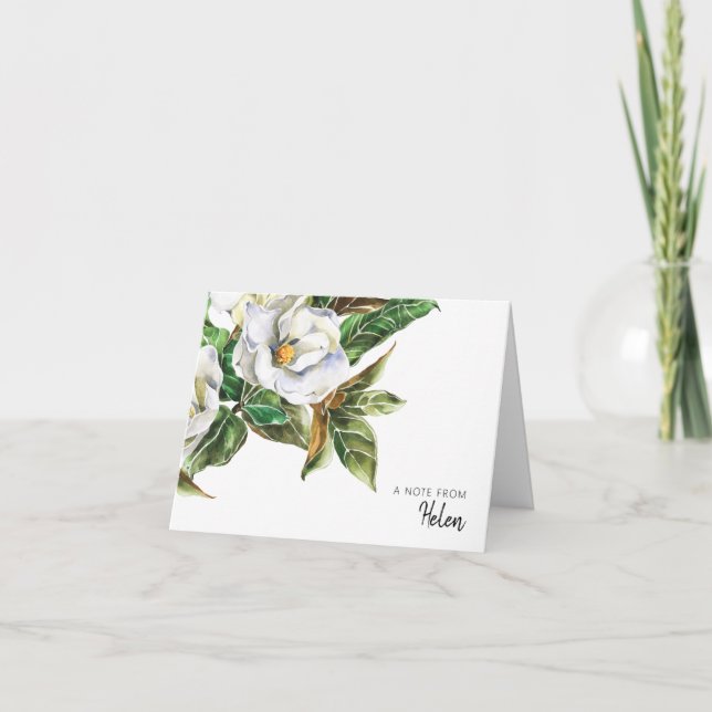 Carte De Remerciements Jolie aquarelle Magnolias Personnalisé (Devant)