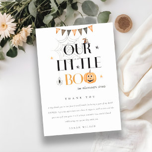 Carte De Remerciements Jolie citrouille d'Halloween Baby Shower Little Bo