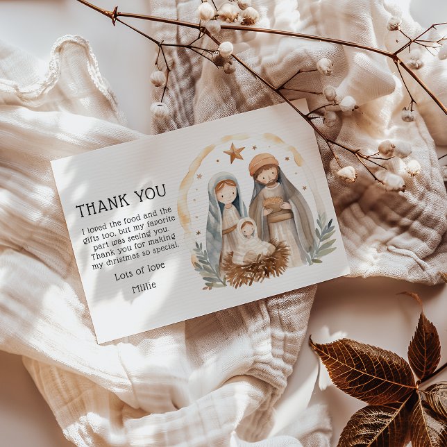 Carte De Remerciements Jolie Crèche de Noël pour Enfants à Noël (Créateur téléchargé)