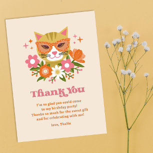 Carte De Remerciements Jolie Fête d'Anniversaire de Filles au Thème Flora