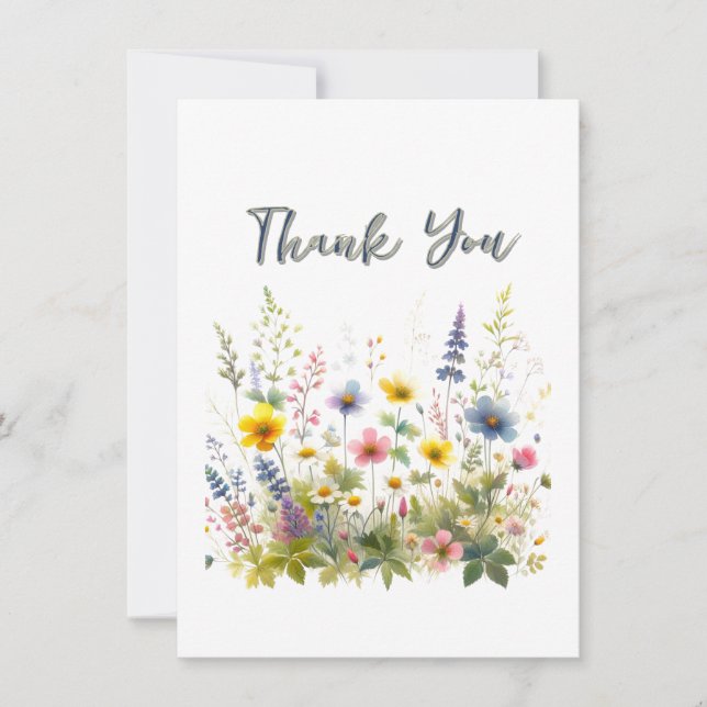 Carte De Remerciements Jolie fête d'anniversaire Fleur sauvage (Devant)