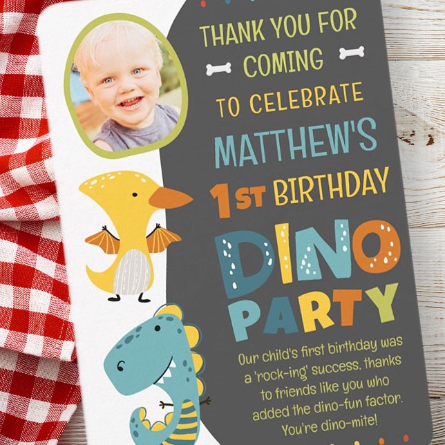 Carte De Remerciements Jolie fête d'anniversaire pour enfants avec des di (Créateur téléchargé)