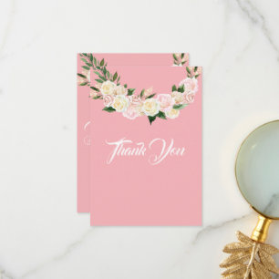 Carte De Remerciements Jolie Fille Bébée Rose Floral