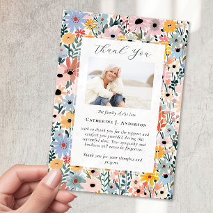 Carte De Remerciements Jolie florales Photo Sympathy Funeral Memorial
