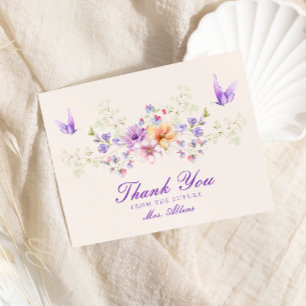 Carte De Remerciements Jolie Mariage Thème Papillons Floraux