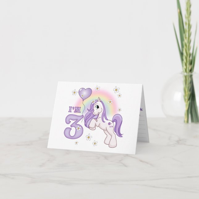 Carte De Remerciements Jolie Pony 3 Anniversaire Renvoi d'invitations (Devant)