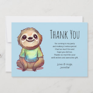 Carte De Remerciements Jolie Sloth portant une chemise
